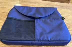 NEW! L.L. Bean blue polyester/canvas padded travel laptop case, 12″ x 15″